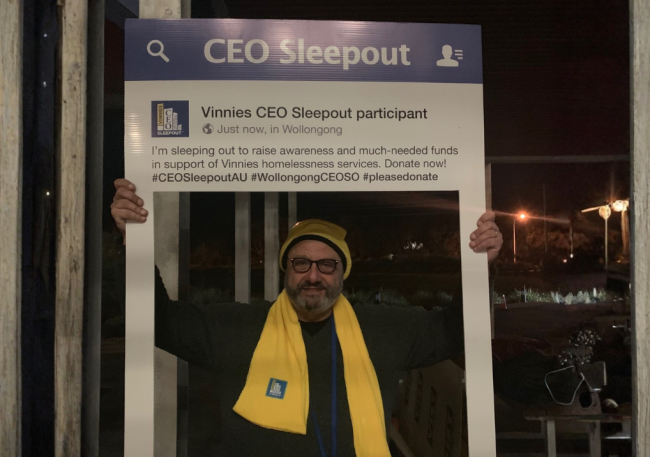 Wests Illawarra CEO, Daniel Munk at the Vinnies CEO Sleepout.