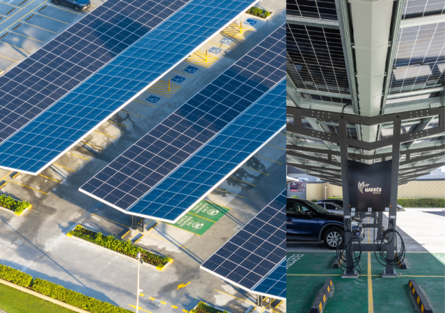 Wests Illawarra’s solar car shade project was finished in 2025. The sustainable upgrade included waterproof solar shade structures and EV charging stations.