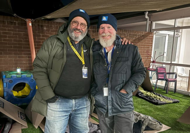 CEO Daniel Munk, pictured with The Flagstaff Group CEO, Rod Von Clark. The two business leaders have participated in the Vinnies CEO Sleepout together for many years!