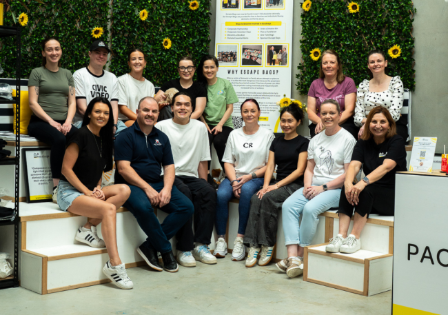 Staff at a volunteer day for local organisation, Escabags.