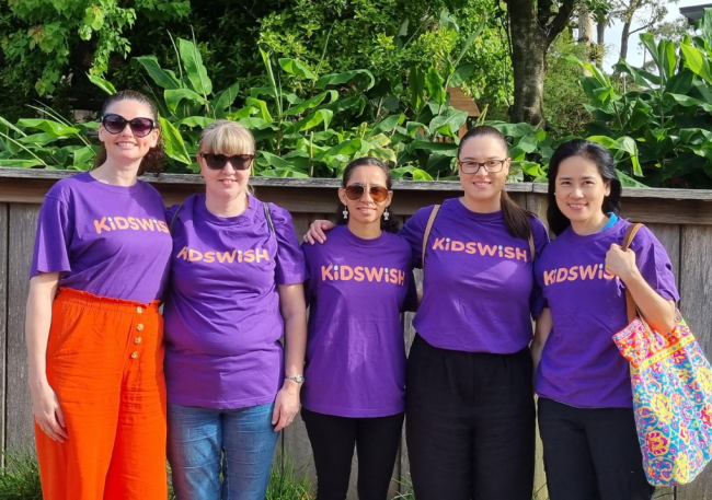 Wests Illawarra team members at a staff volunteer day for KidsWish!