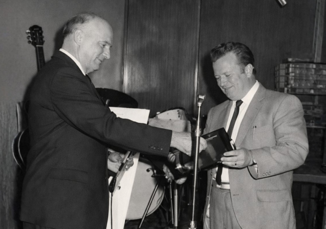 Here is Col McMormack from the Wests Snooker Club, being awarded "First Club Champion" in 1968.